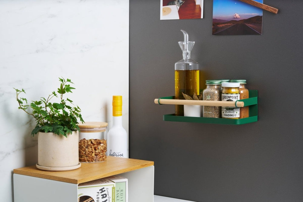
                      
                        Yamazaki Home Magnetic Steel & Wood Storage Caddy, Forest Green - lily & onyx
                      
                    