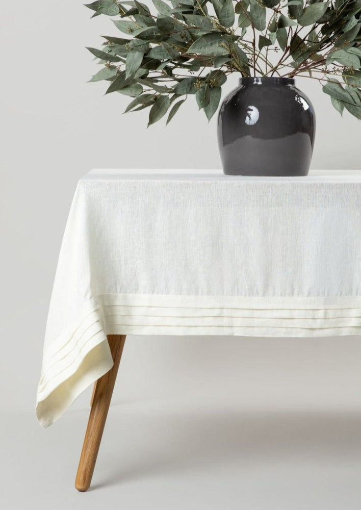 
                      
                        Afloral Malaika Linen Heirloom Tablecloth in Ecru, 59" x 118" - lily & onyx
                      
                    