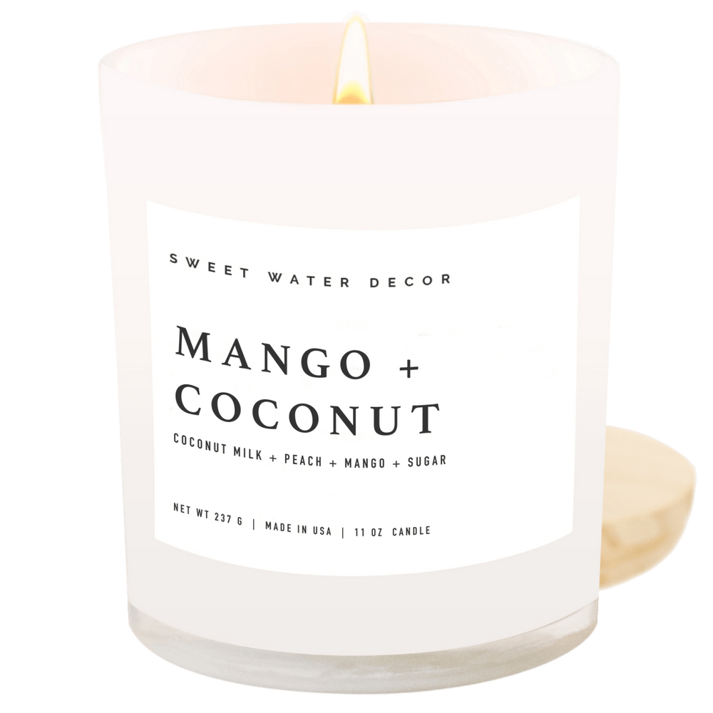 Sweet Water Decor Mango and Coconut Soy Candle - White Jar - 11 oz - lily & onyx