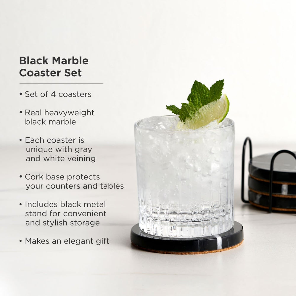 
                      
                        Viski Marble Coaster Set in Black, Set of 4 - lily & onyx
                      
                    
