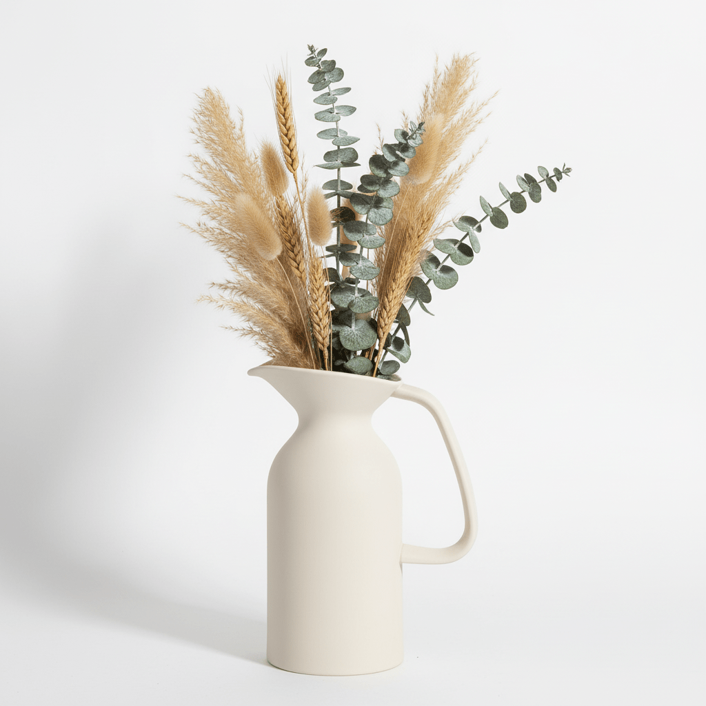 lily & onyx Matte Cream Porcelain Pitcher Vase