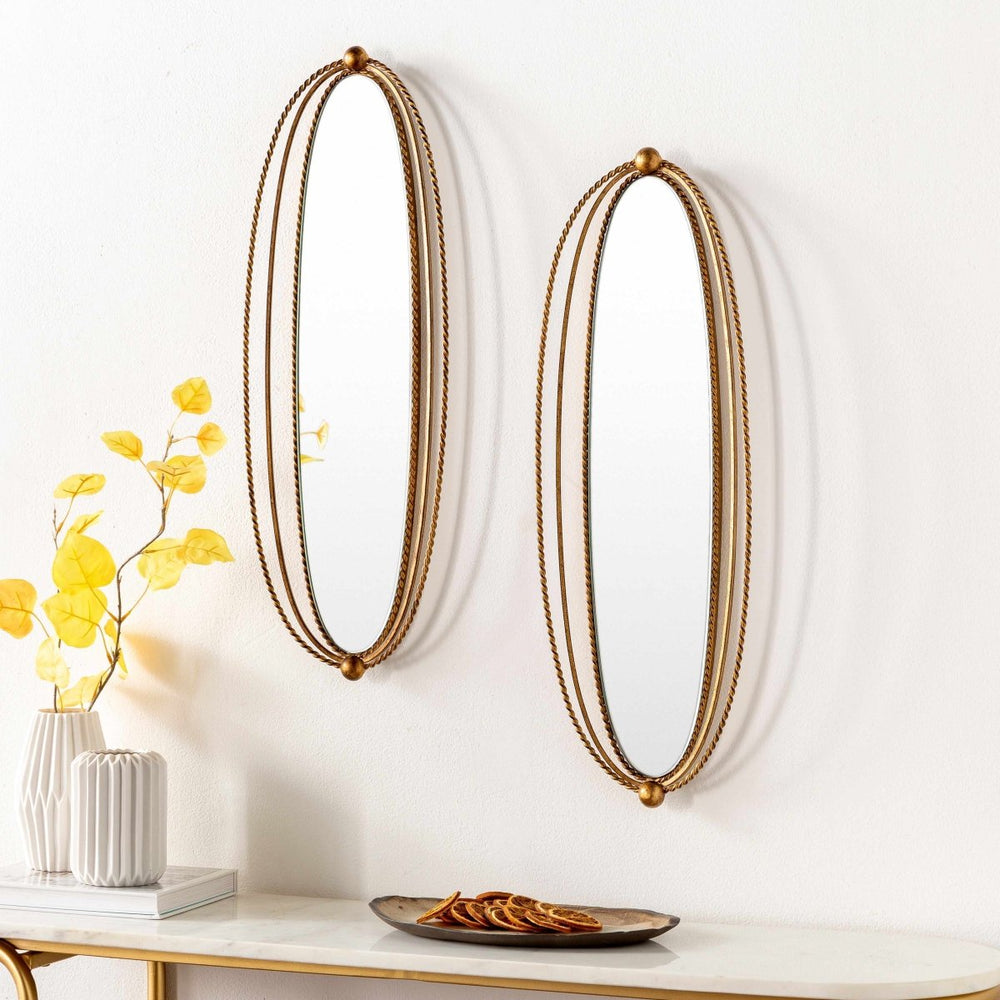 Boutique Rugs McCordsville Gold Brass Oval Mirror Set - lily & onyx