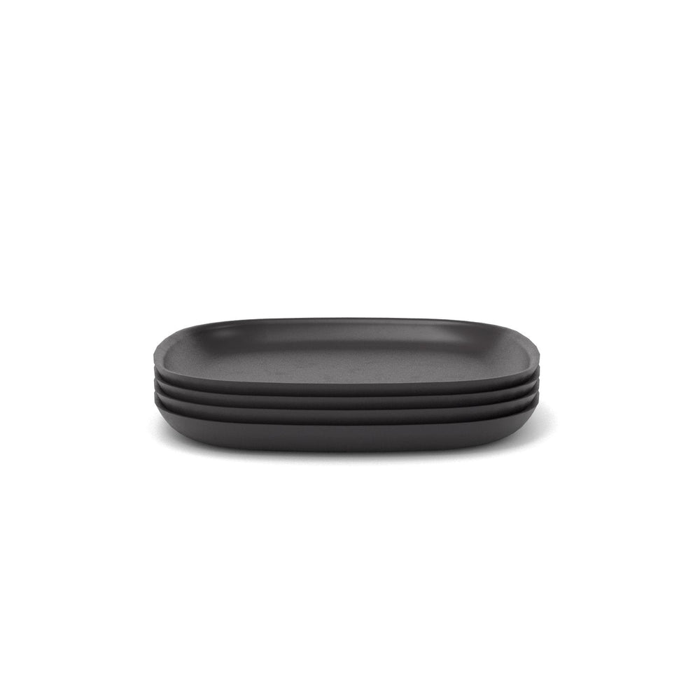 Bamboo Medium Plate, 4 Piece Set - Black