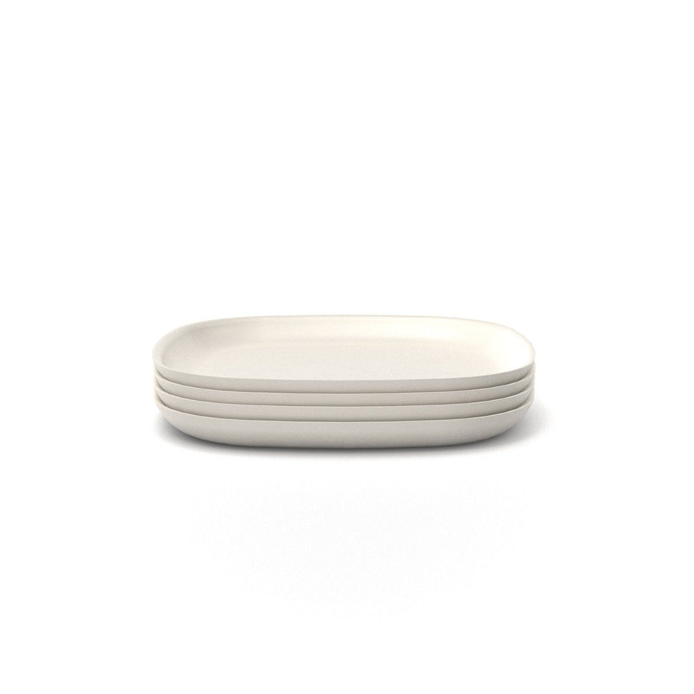 Bamboo Medium Plate, 4 Piece Set - Off White