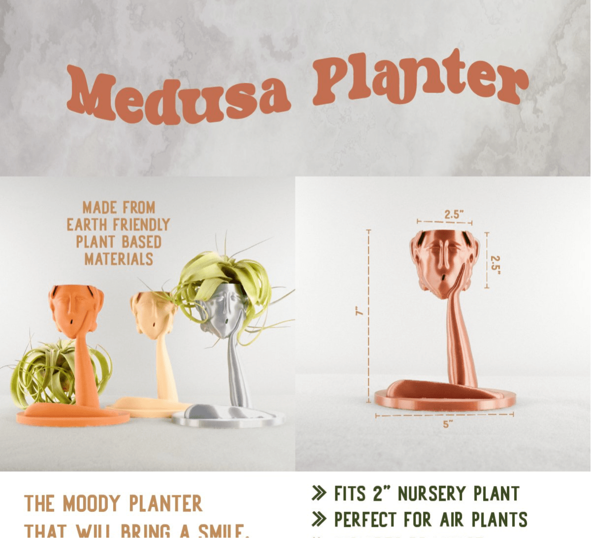 medusa head plant pot 3D Printed Plant Pot and Air Plant Holder – Stylish, Durable, Eco-Friendly, Modern Design, Indoor & Outdoor Use, Multiple Sizes & Colors, Lightweight