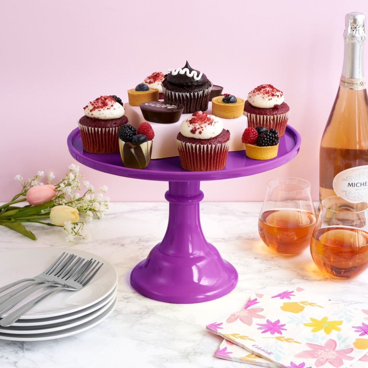 Twine Living Melamine Cake Stand in Fuchsia - lily & onyx