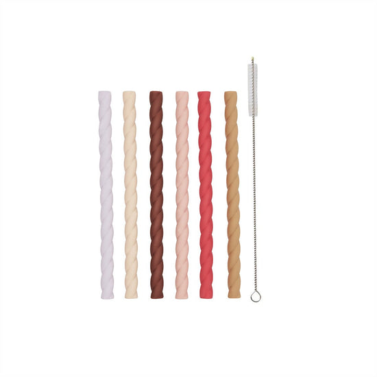 oyoy.us Mellow Silicone Straw, Set of 6 - Cherry Red/Vanilla - lily & onyx