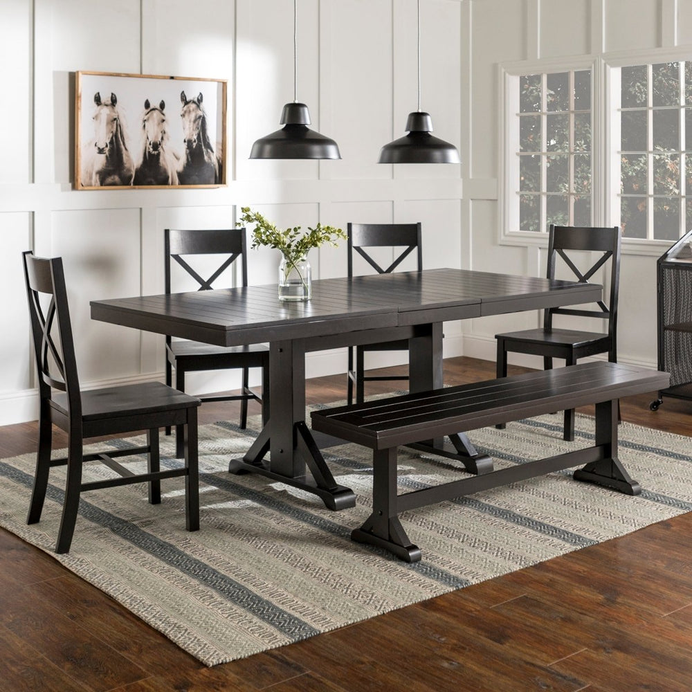 Walker Edison Meridian 6-Piece Wood Dining Set - lily & onyx