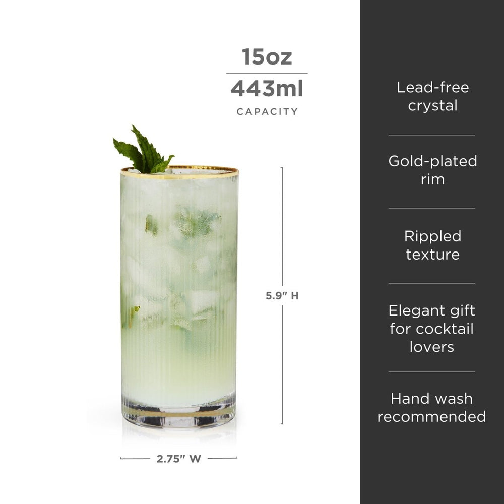 
                      
                        Viski Meridian Crystal Highball Glasses, Set of 2 - lily & onyx
                      
                    