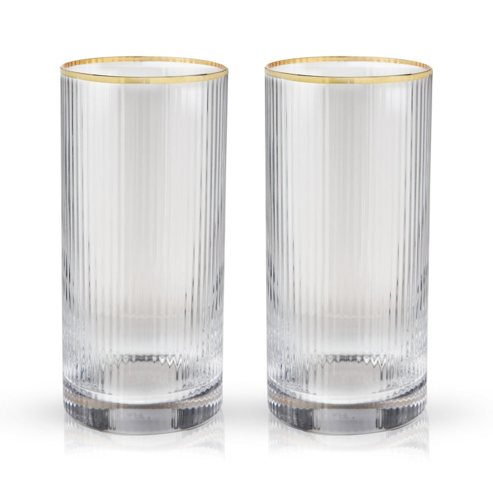 Viski Meridian Crystal Highball Glasses, Set of 2 - lily & onyx