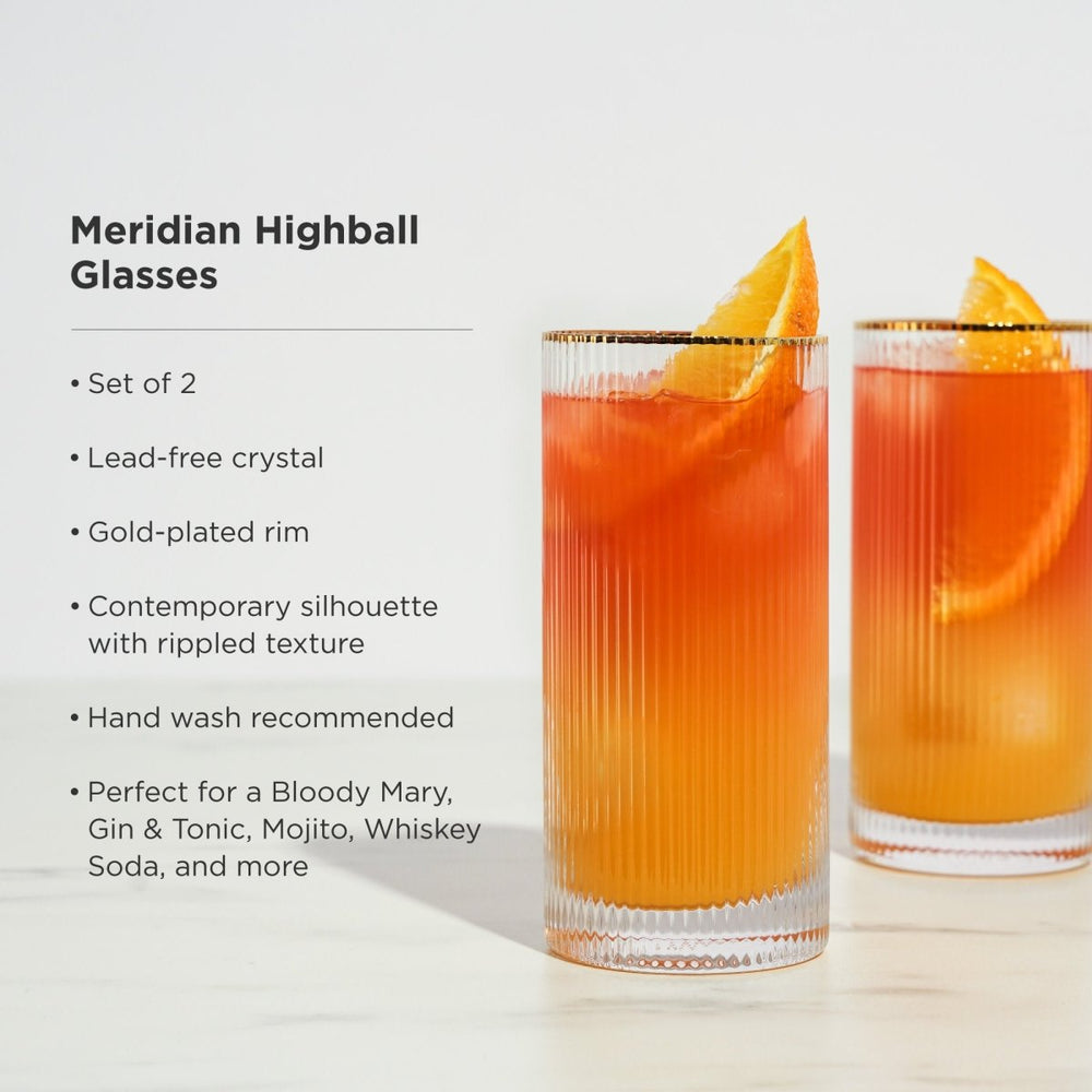 
                      
                        Viski Meridian Crystal Highball Glasses, Set of 2 - lily & onyx
                      
                    