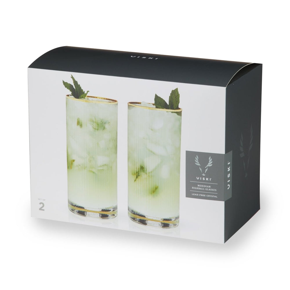 
                      
                        Viski Meridian Crystal Highball Glasses, Set of 2 - lily & onyx
                      
                    