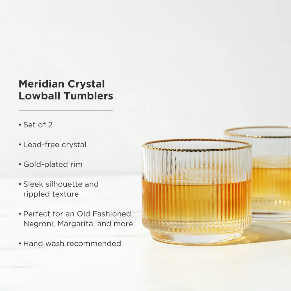 
                      
                        Viski Meridian Crystal Lowball Tumblers, Set of 2 - lily & onyx
                      
                    