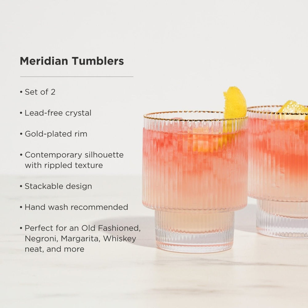 
                      
                        Viski Meridian Crystal Tumblers, Set of 2 - lily & onyx
                      
                    