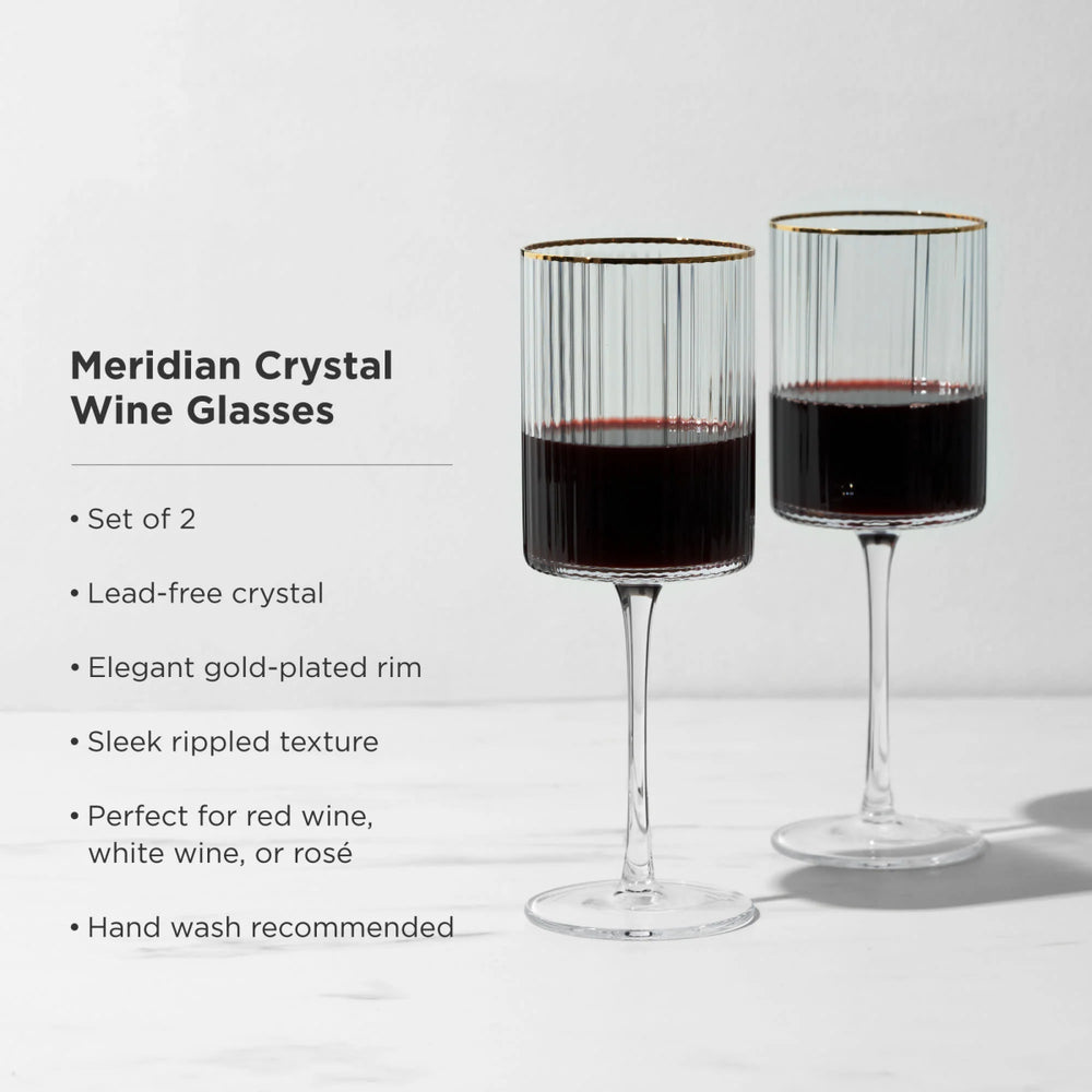 
                      
                        Viski Meridian Crystal Wine Glasses, Set of 2 - lily & onyx
                      
                    