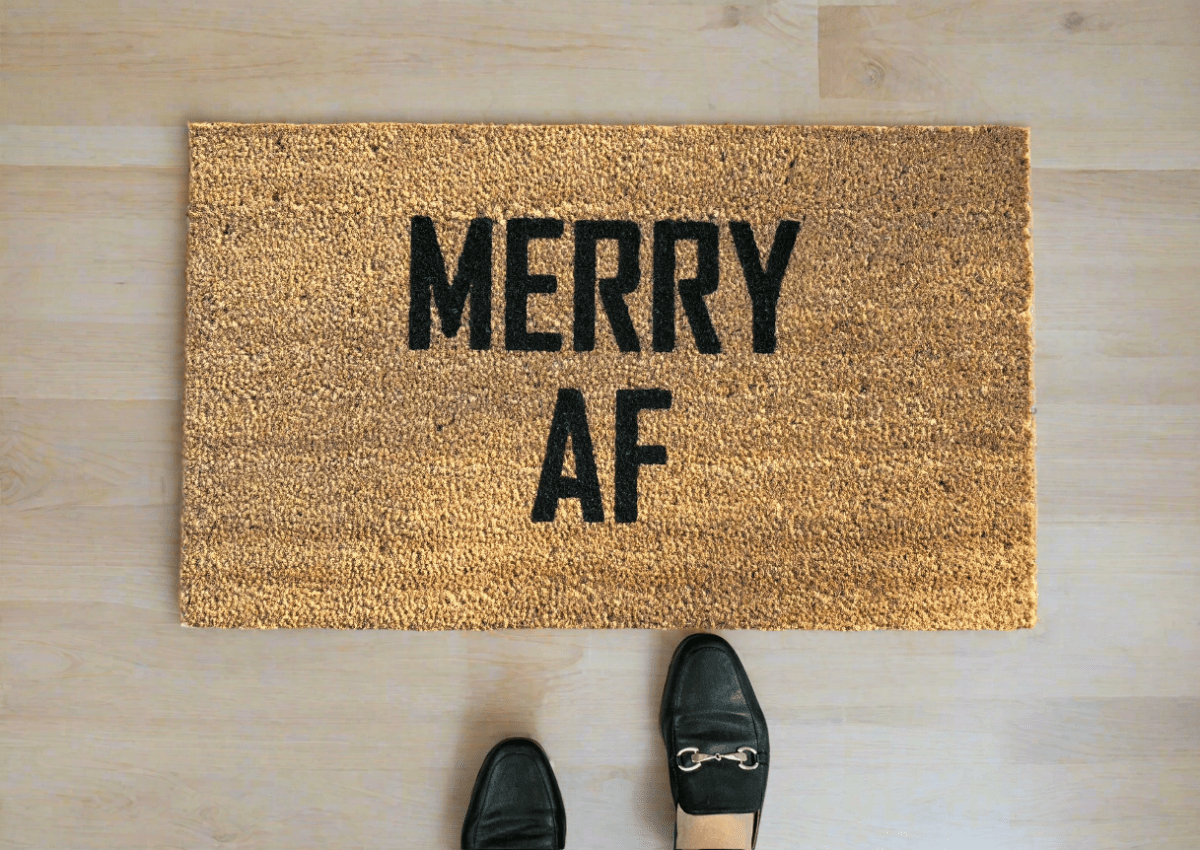 Nickel Designs Custom Doormats MERRY AF Funny Christmas Doormat