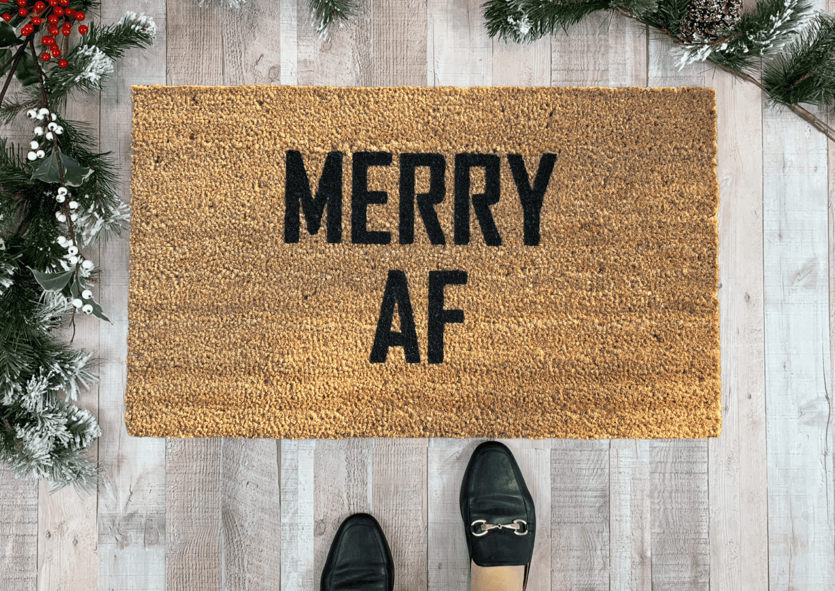 Nickel Designs Custom Doormats MERRY AF Funny Christmas Doormat