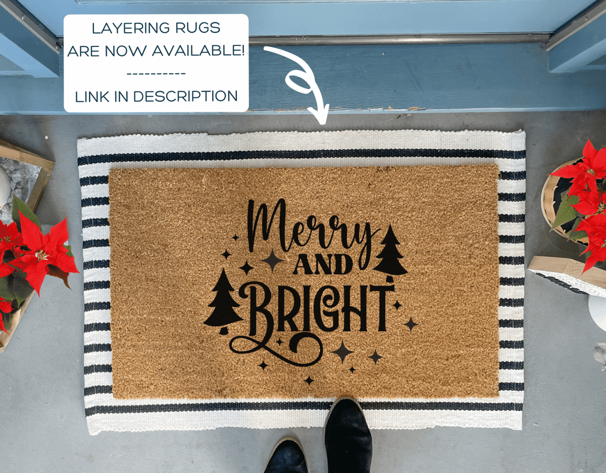 Nickel Designs Custom Doormats Merry and Bright Outdoor Christmas Doormat
