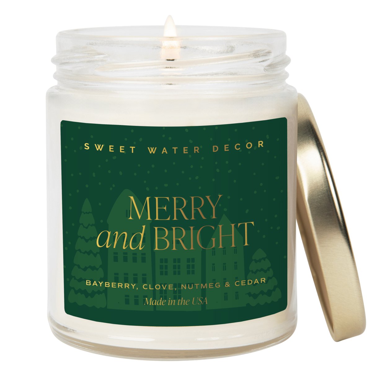 Sweet Water Decor Merry and Bright Soy Candle | 9oz. Clear Jar - lily & onyx