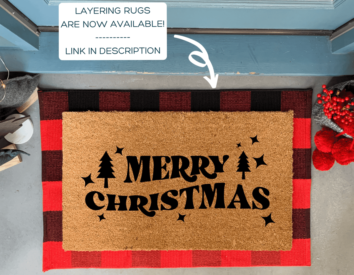 Nickel Designs Custom Doormats Merry Christmas Doormat with Trees