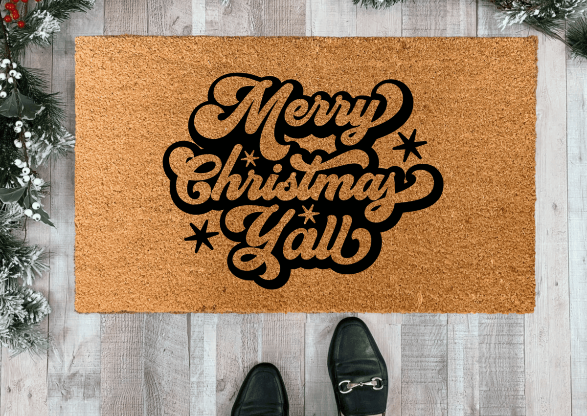 Nickel Designs Custom Doormats Merry Christmas Y'all Doormat, Outdoor