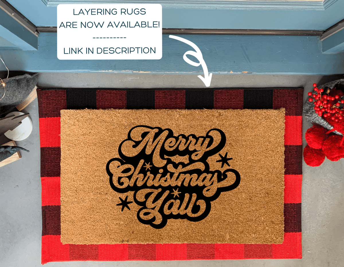 Nickel Designs Custom Doormats Merry Christmas Y'all Doormat, Outdoor