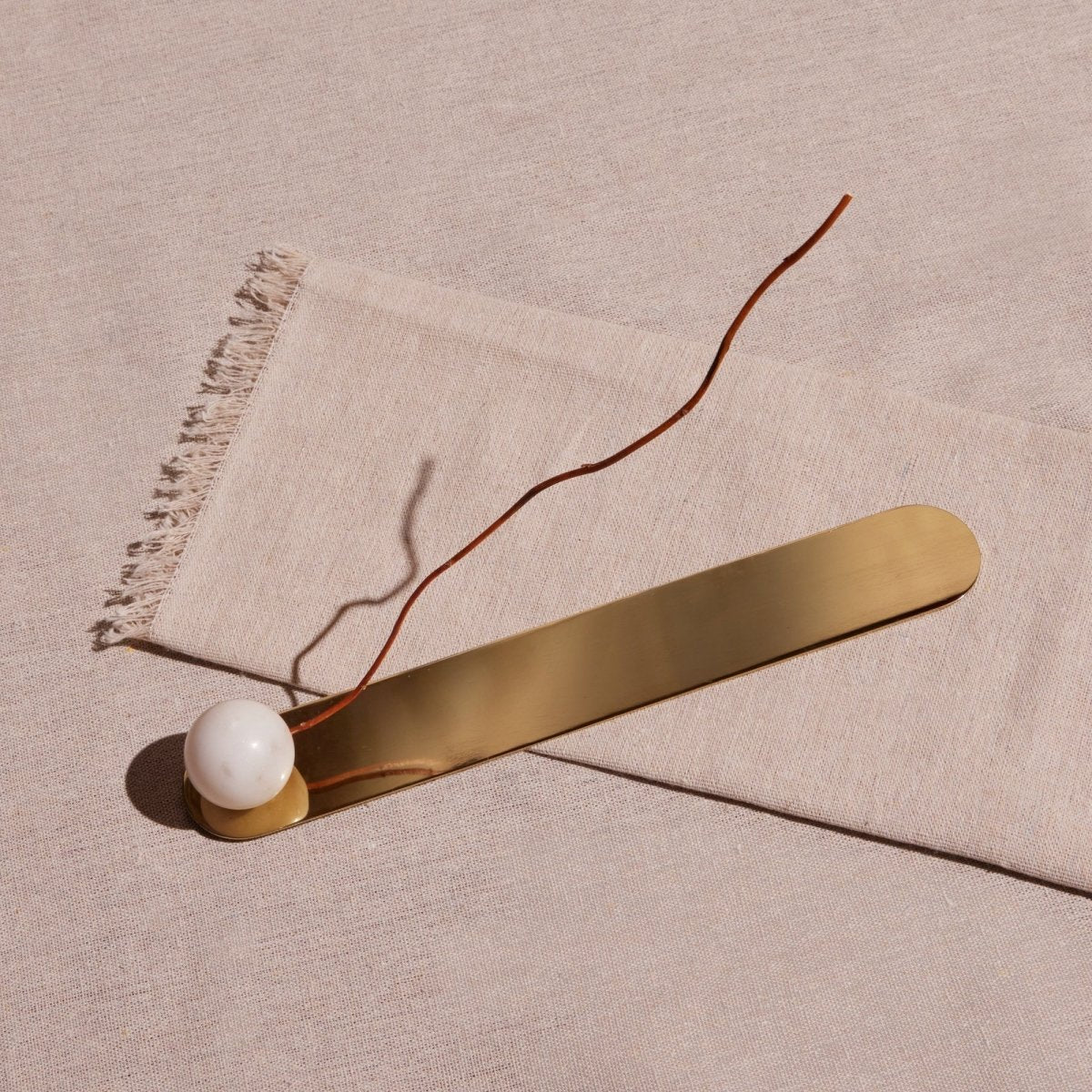 Meso Goods Anka Brass & White Marble Incense Holder | Handcrafted Stainless Steel