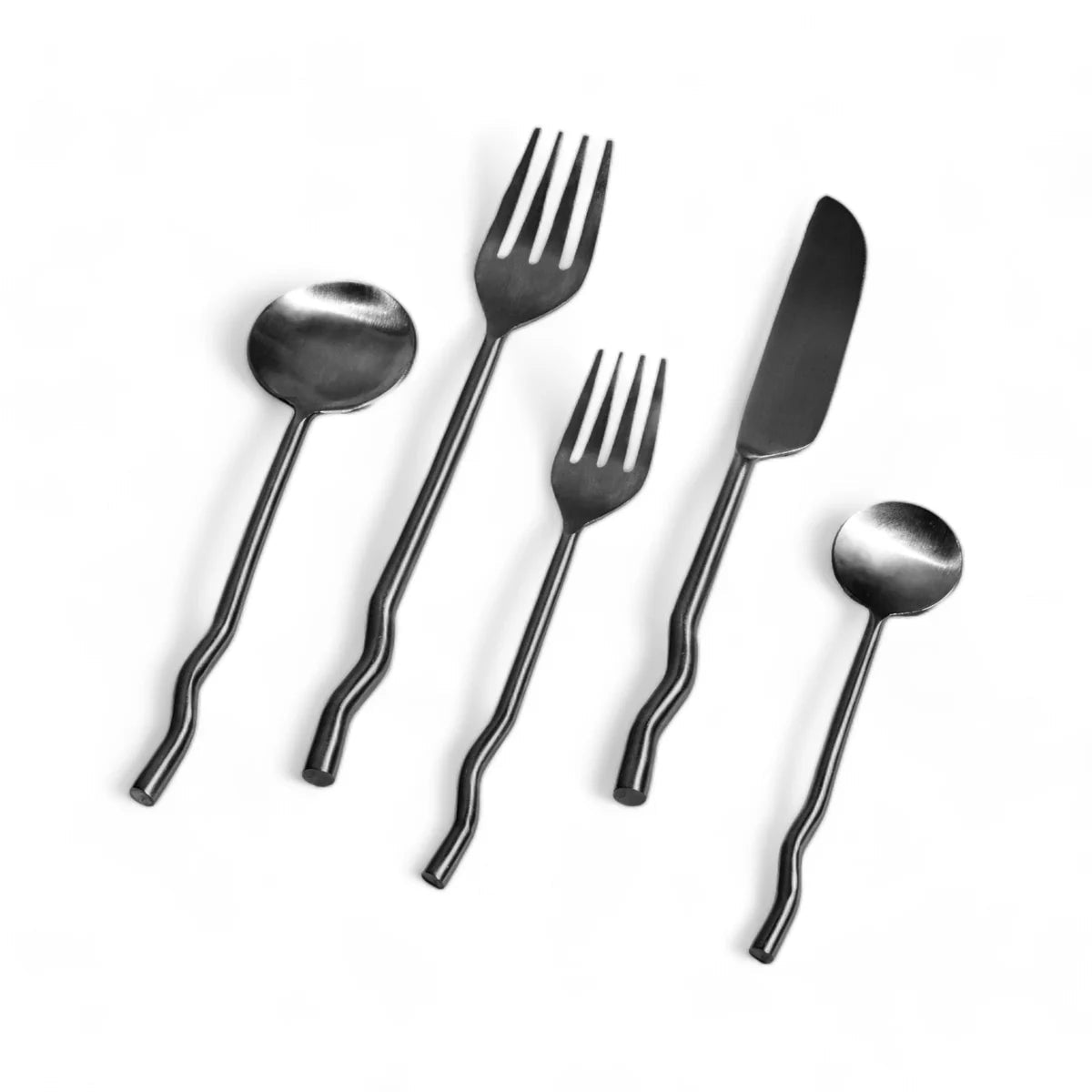 Meso Goods Emma Flatware - Set of 20 | Brushed Stainless Steel Silverware