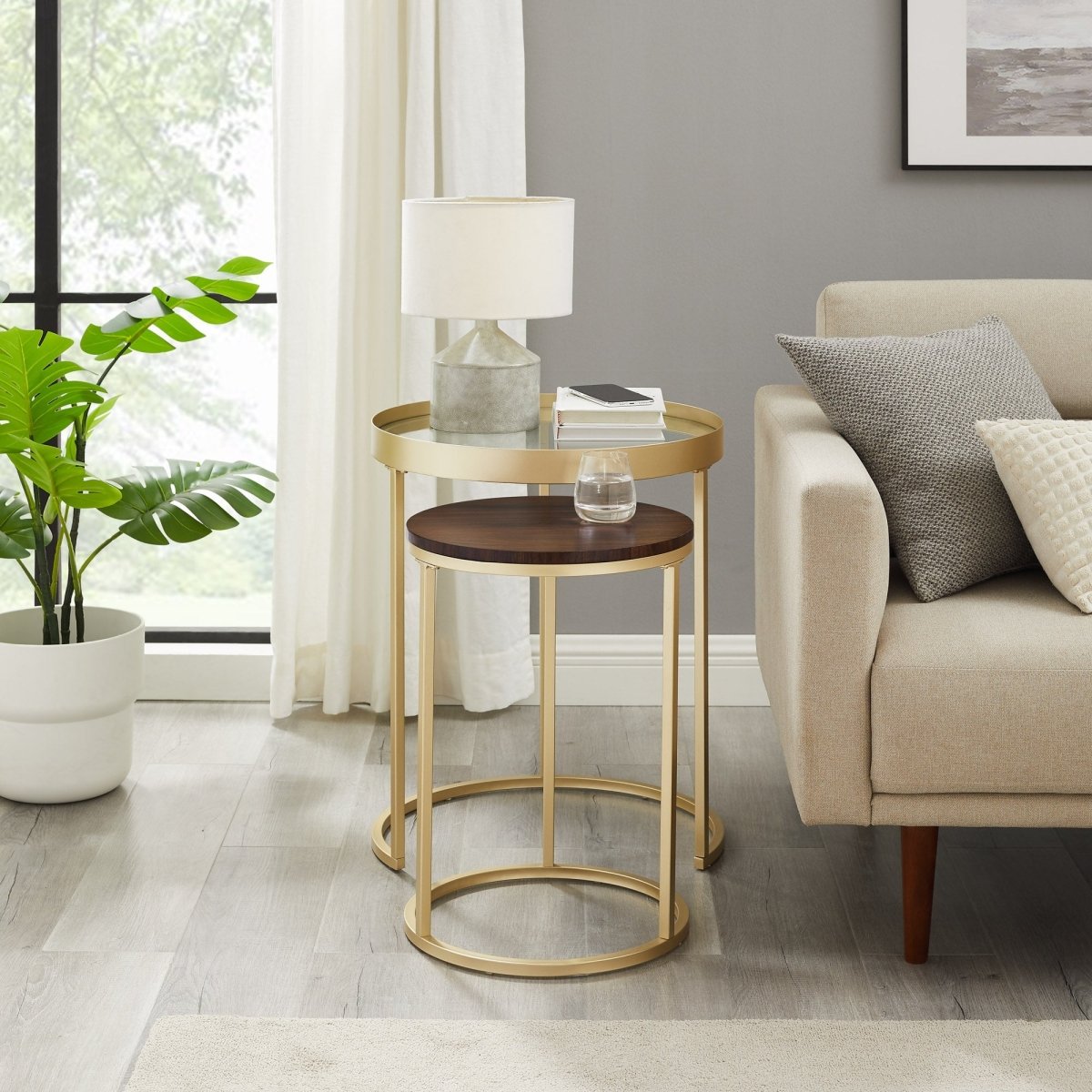 Walker Edison Metal and Glass Nesting Side Tables - lily & onyx