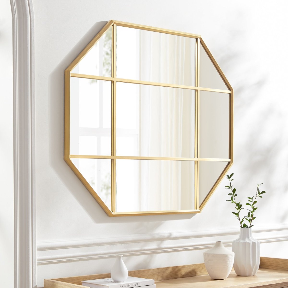 Walker Edison Metal and Glass Windowpane Mirror - lily & onyx