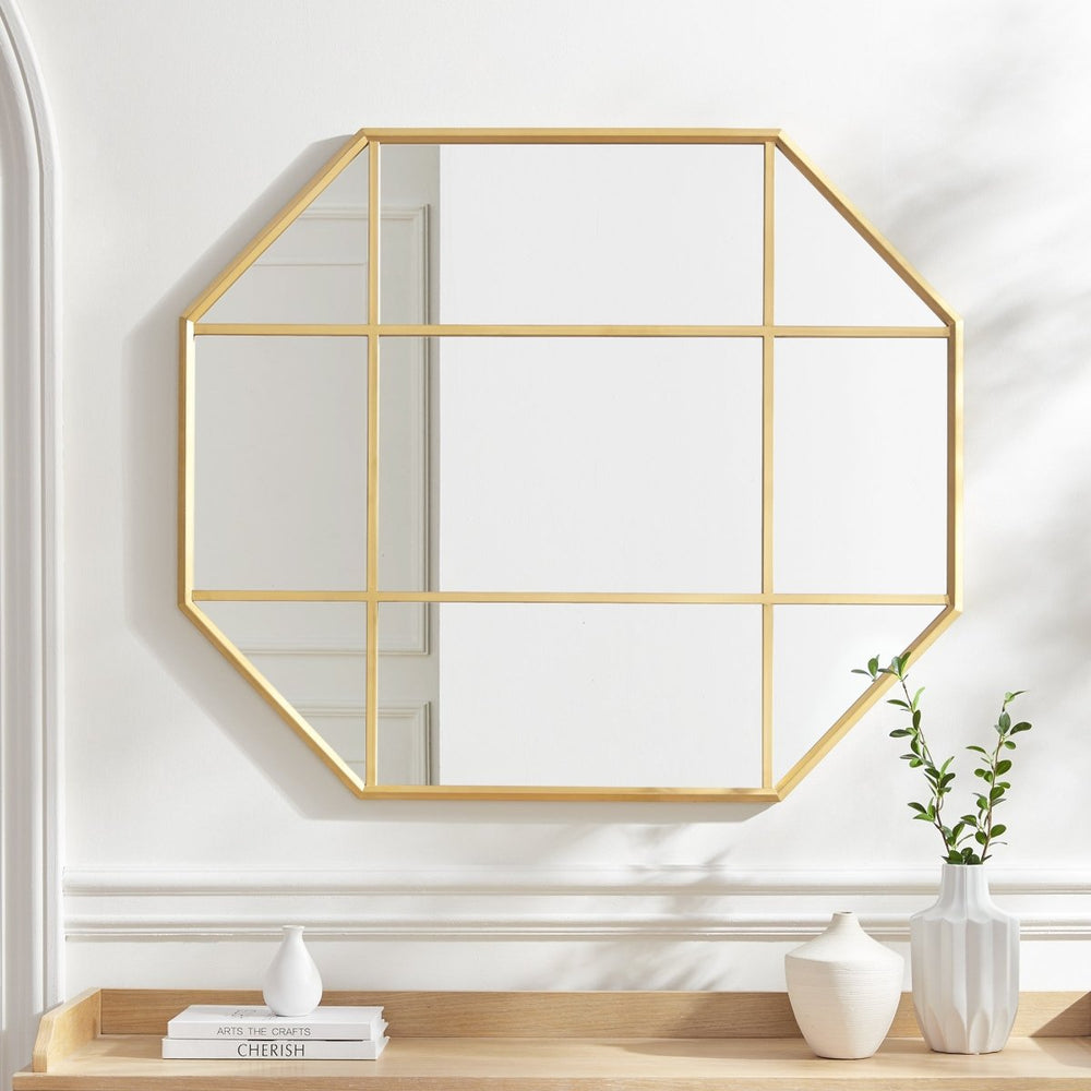 Walker Edison Metal and Glass Windowpane Mirror - lily & onyx