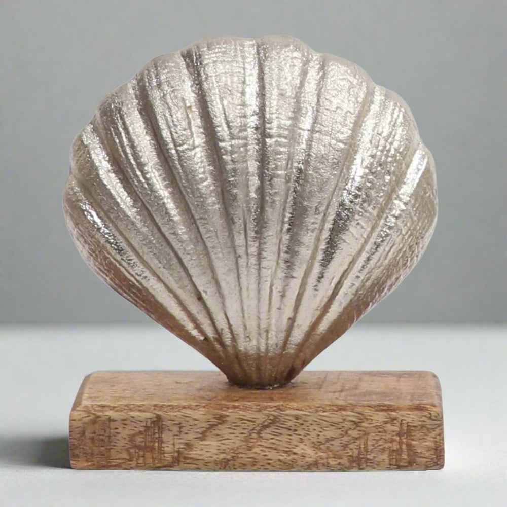 Sagebrook Home Metal Sea Shell on Base Figurine, 7