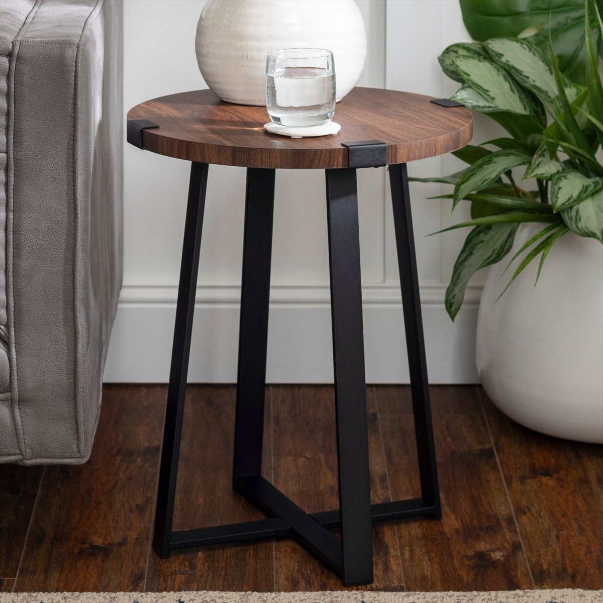 Walker Edison Metal Wrap 18" Side Table, Set of 2