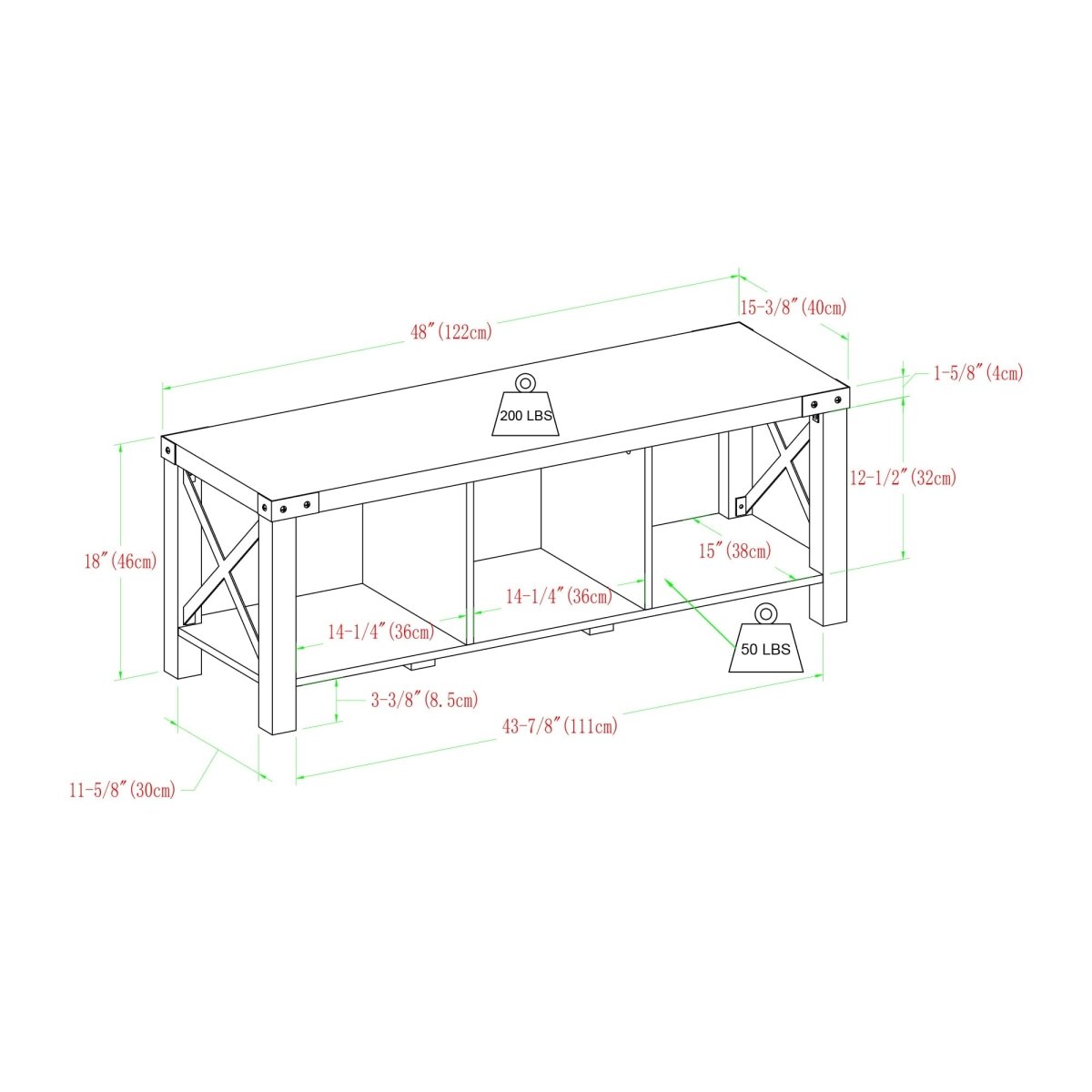 Walker Edison Metal X Entry Bench - lily & onyx