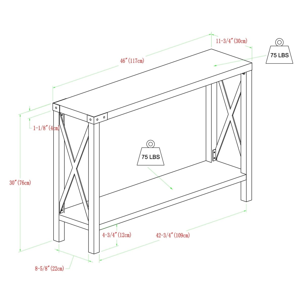 Walker Edison Metal X Entry Table - lily & onyx