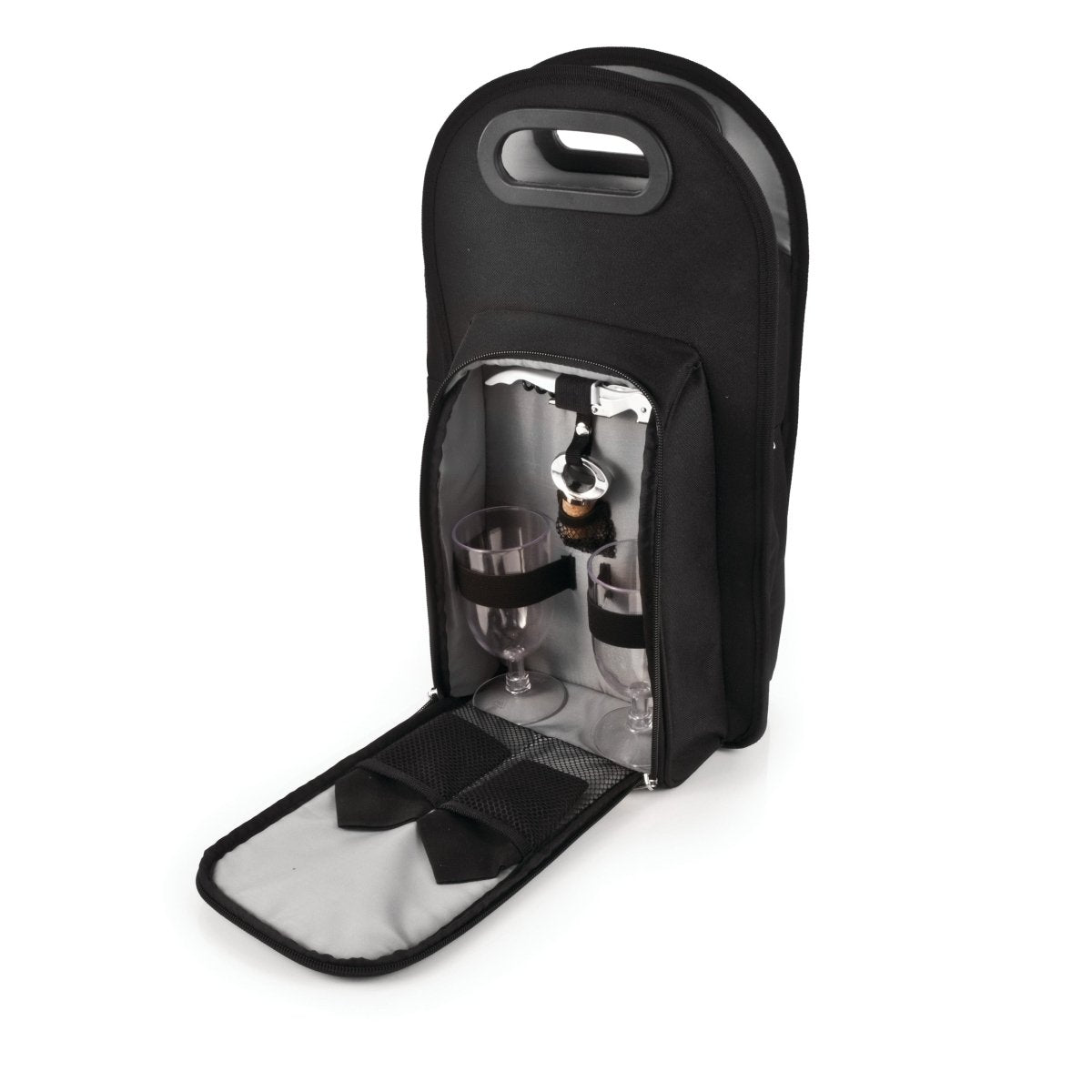 True Metro Insulated 2 - Bottle Tote Set, Black - lily & onyx