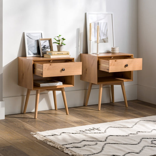 Walker Edison Mid-Century Solid Wood Nightstand Collection (1 or 2 Drawer) - lily & onyx