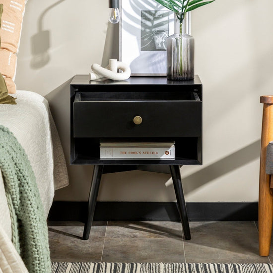 Walker Edison Mid-Century Solid Wood Nightstand Collection (1 or 2 Drawer) - lily & onyx