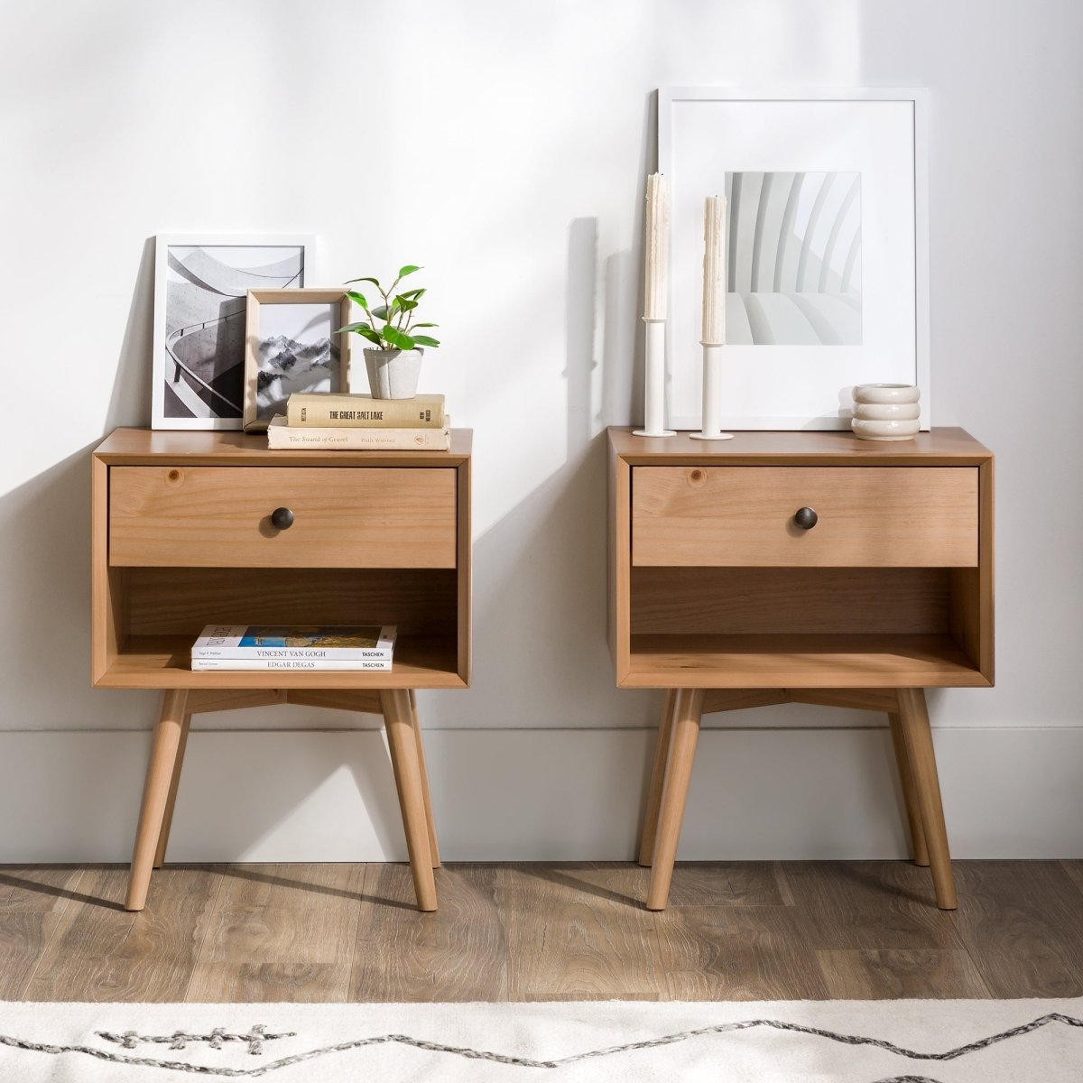 Walker Edison Mid-Century Solid Wood Nightstand Collection (1 or 2 Drawer) - lily & onyx