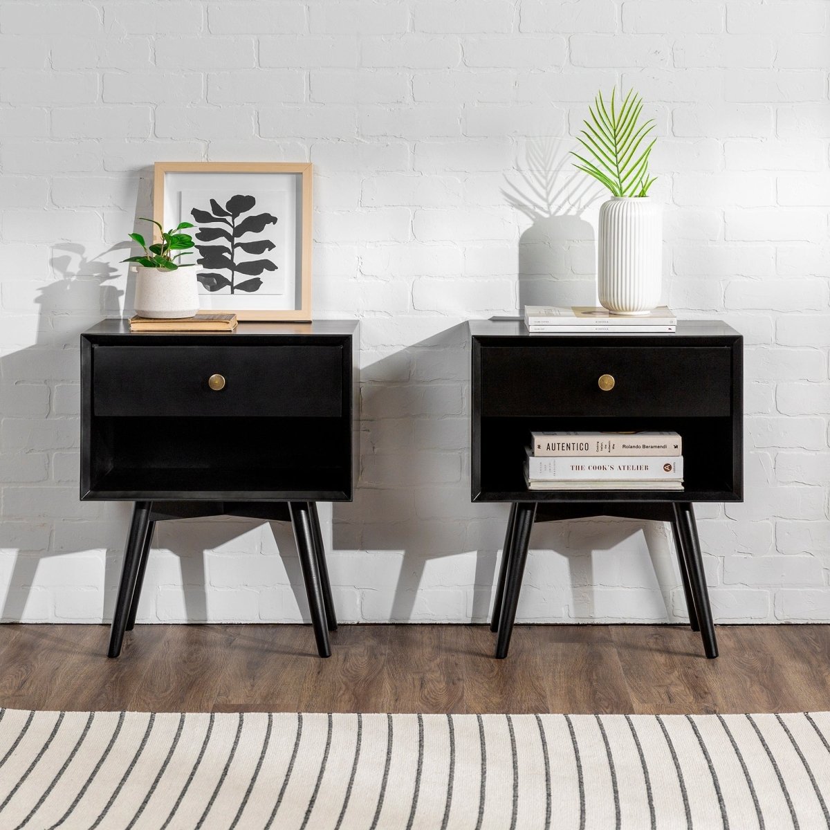 Walker Edison Mid-Century Solid Wood Nightstand Collection (1 or 2 Drawer) - lily & onyx