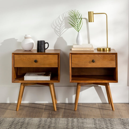 Walker Edison Mid-Century Solid Wood Nightstand Collection (1 or 2 Drawer) - lily & onyx