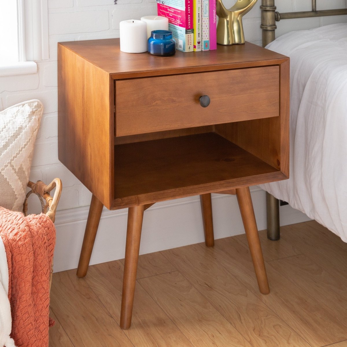 Walker Edison Mid-Century Solid Wood Nightstand Collection (1 or 2 Drawer) - lily & onyx