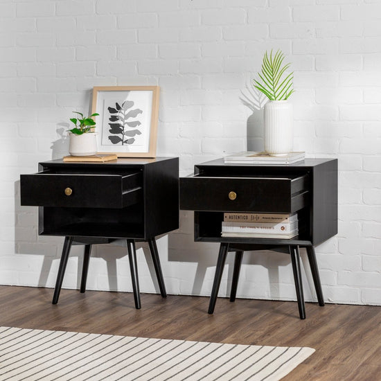 Walker Edison Mid-Century Solid Wood Nightstand Collection (1 or 2 Drawer) - lily & onyx