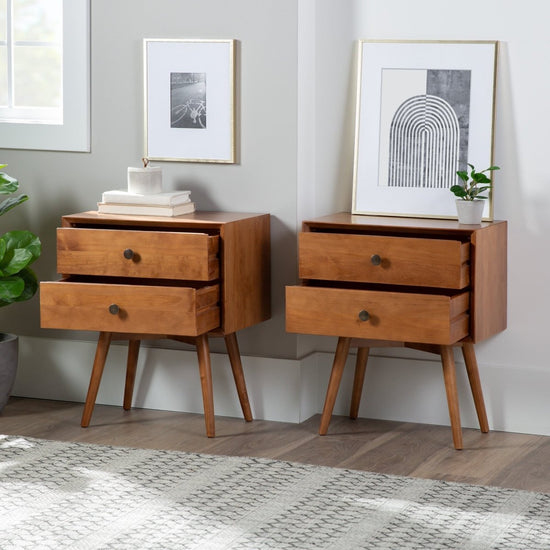 Walker Edison Mid-Century Solid Wood Nightstand Collection (1 or 2 Drawer) - lily & onyx