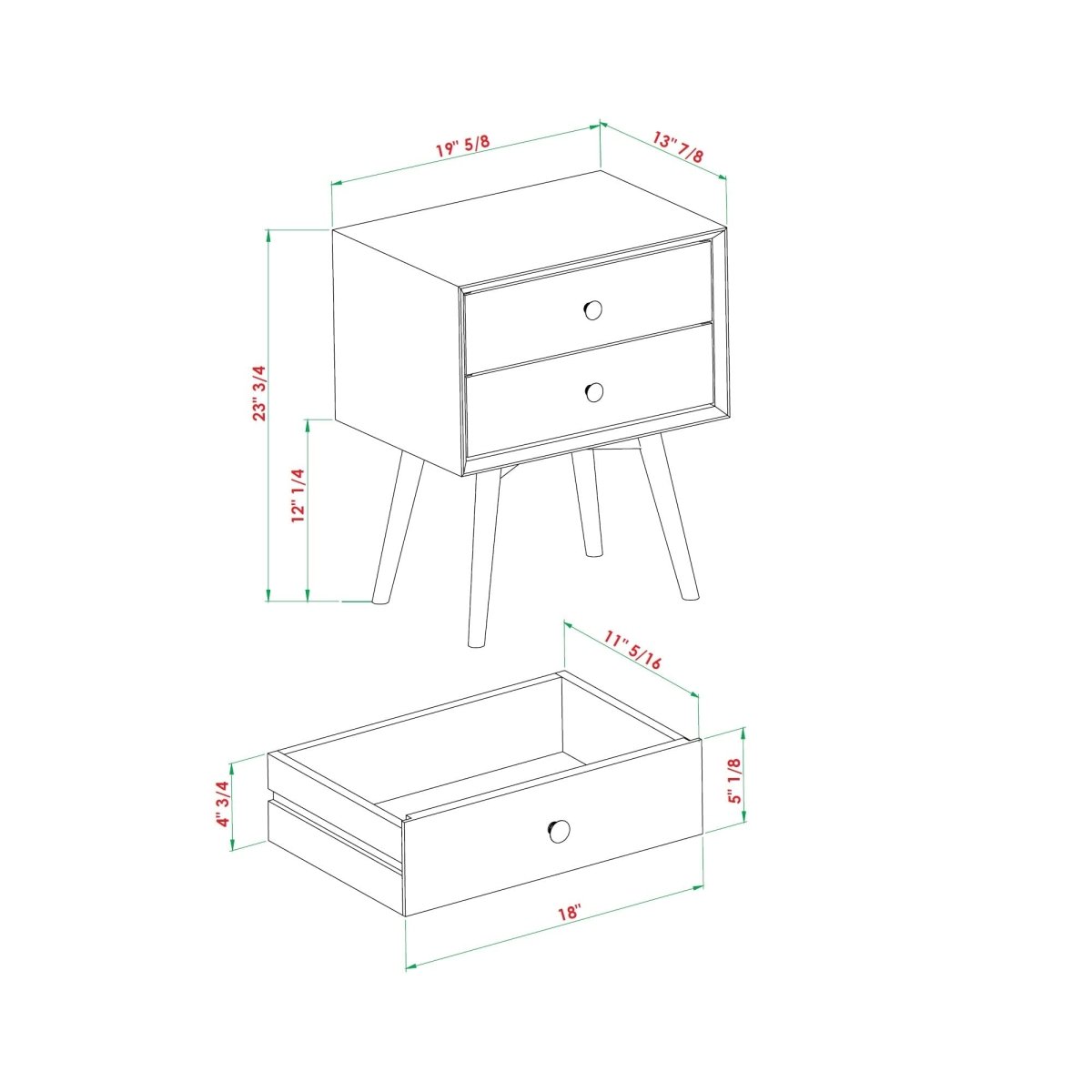 Walker Edison Mid-Century Solid Wood Nightstand Collection (1 or 2 Drawer) - lily & onyx