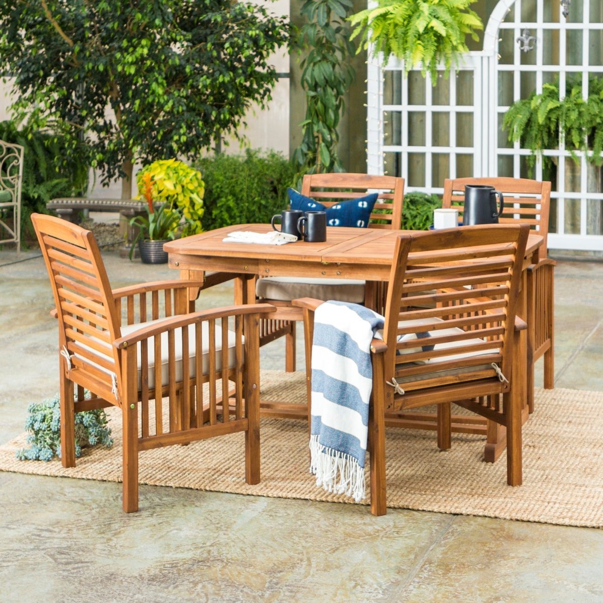 Walker Edison Midland 5-Piece Patio Dining Set - lily & onyx