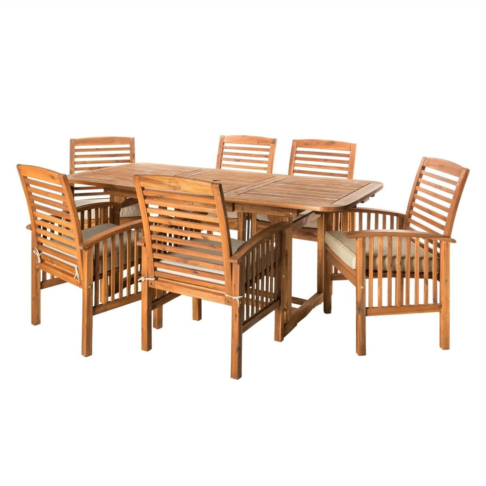 Walker Edison Midland 7-Piece Outdoor Patio Dining Set with Cushions - lily & onyx