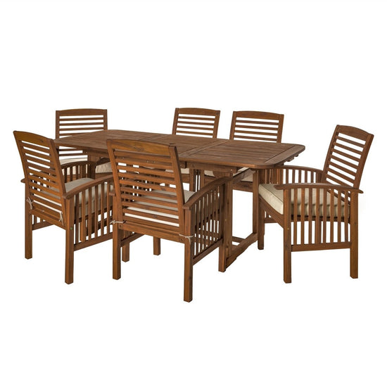 Walker Edison Midland 7-Piece Outdoor Patio Dining Set with Cushions - lily & onyx