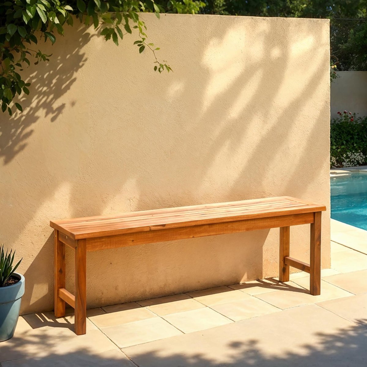 Walker Edison Midland Acacia Wood Outdoor Patio Bench - lily & onyx