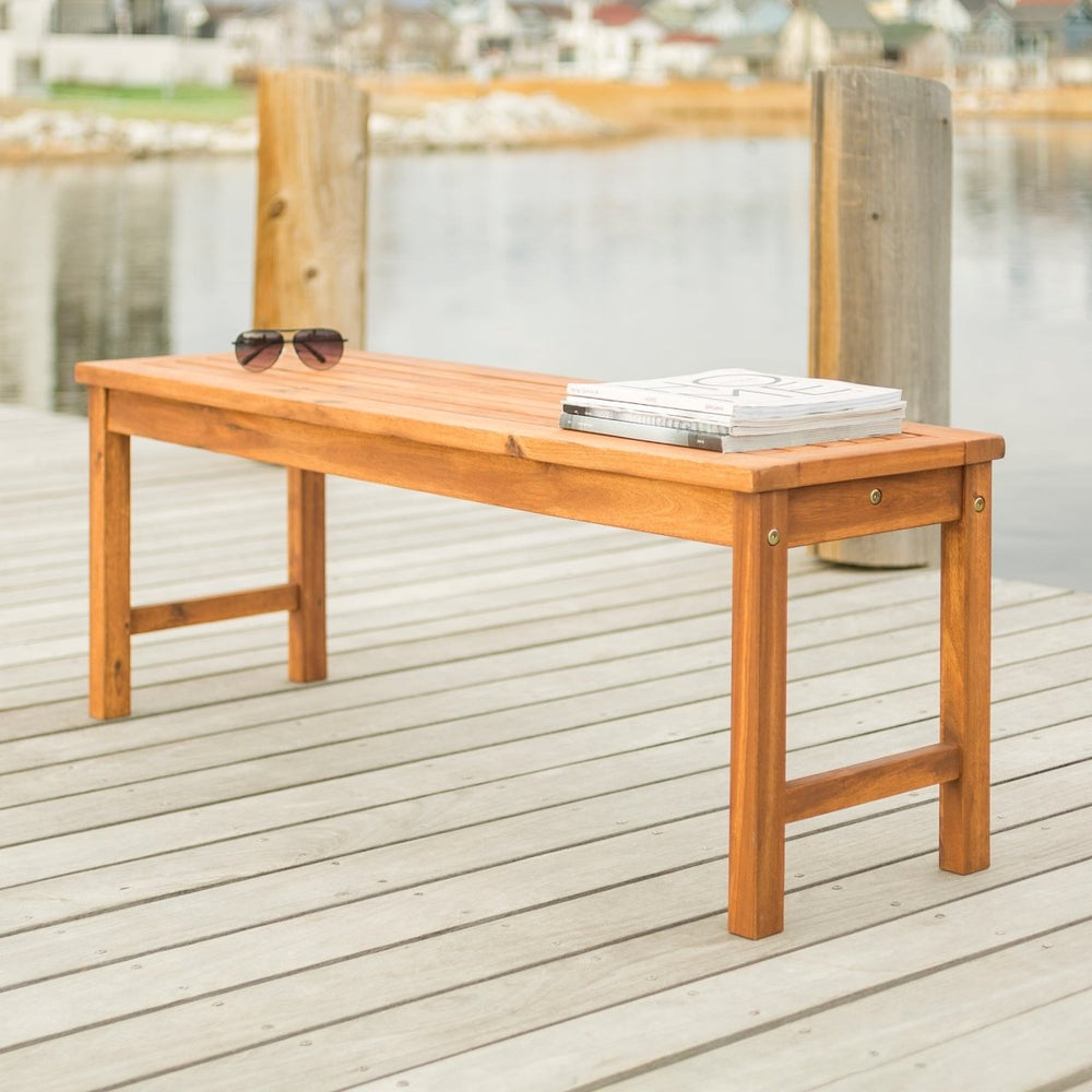 Walker Edison Midland Acacia Wood Outdoor Patio Bench - lily & onyx